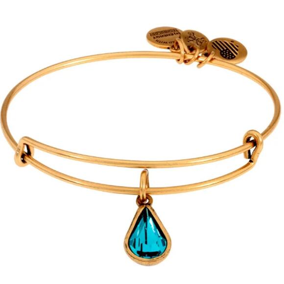 Alex and Ani December Birth Month Charm Rafaelian Gold Finish Bangle Bracelet - Picture 1 of 5